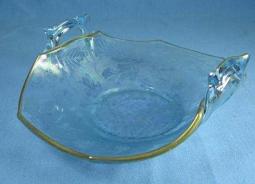 Enameled Glass Bon Bon Dish - Vintage Elegant Glass