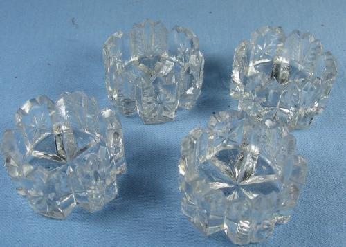 OPEN SALT dip Group of Four (4) Pressed Cut Glass Salt Dips