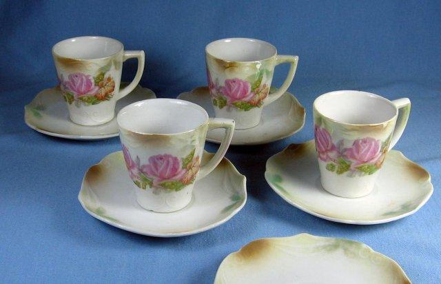 German Porcelain LUSTRE Luster DEMI Cup & Saucer Group