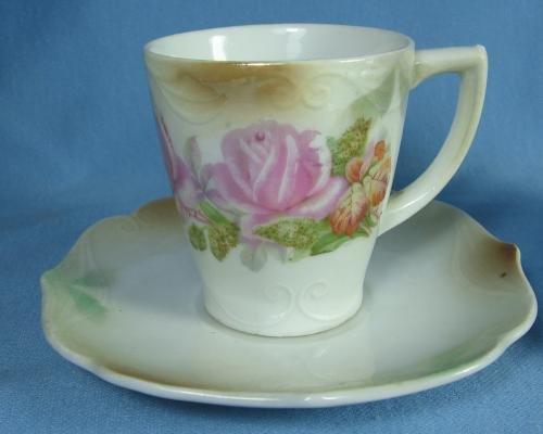 German Porcelain LUSTRE Luster DEMI Cup & Saucer Group