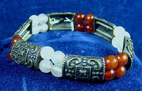 Jewelry Vintage Amber & Pink Bead Bracelet - Estate Jewelry