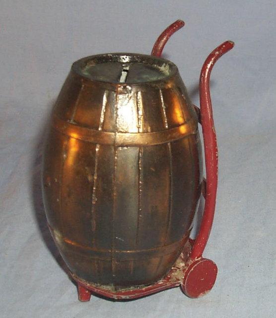 BARREL ON HANDCART Still Bank - Metalware