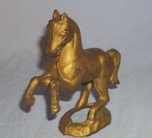 Gold Finished REARING HORSE Cast Iron Bank - Metalware
