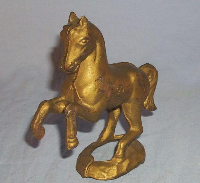 Gold Finished REARING HORSE Cast Iron Bank - Metalware
