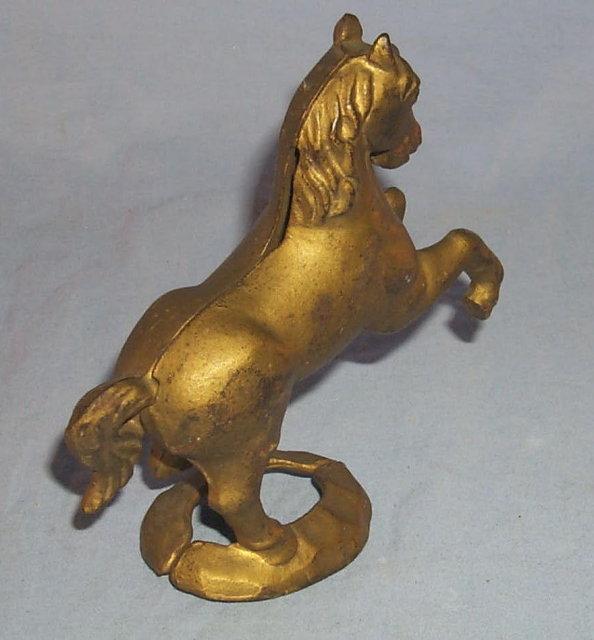 Gold Finished REARING HORSE Cast Iron Bank - Metalware