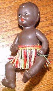 BLACK Plastic Baby Miniature GERMANY - Toy