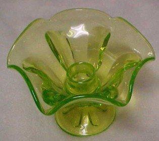 Vaseline Glass Candle Holder - Glass