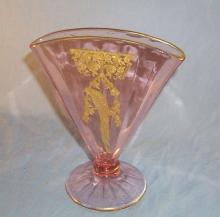 Pink Glass PARROT Fan Vase