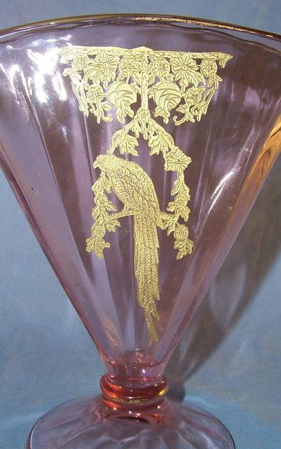 Pink Glass PARROT Fan Vase