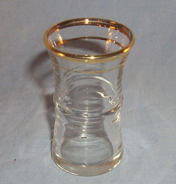 Seven Clear / Gold Trim Shot Glasses - Glass
