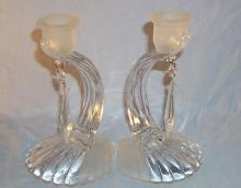 Pair of CAMBRIDGE Alpine CAPRICE Crystal Glass Candlesticks