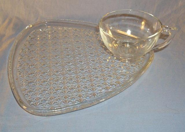 Sixteen Piece Clear Glass Snack Set in Original Box