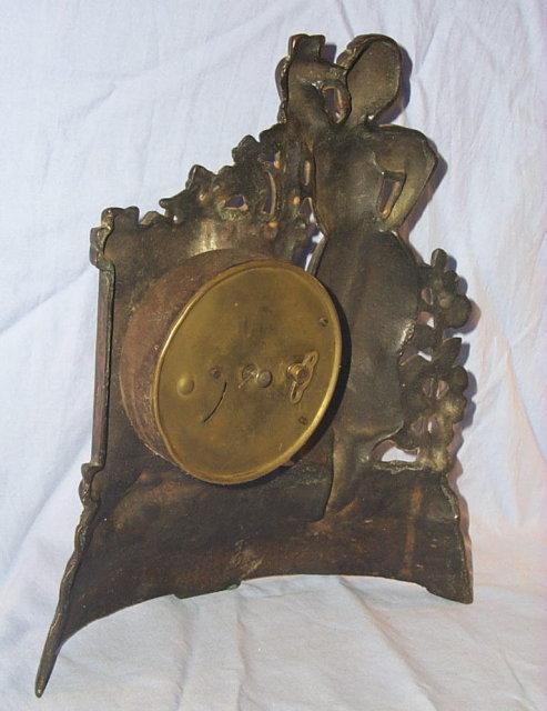 Bronzed Cast Iron GIRL IN GARDEN Shelf Clock- Miscellanous