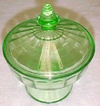 Aurora Green Candy Jar - Depression Glass