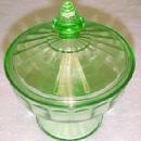 Aurora Green Candy Jar - Depression Glass