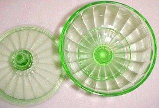 Aurora Green Candy Jar - Depression Glass