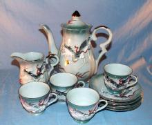 Eleven Piece Green Highlighted DRAGONWARE Porcelain Tea Set