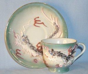 Eleven Piece Green Highlighted DRAGONWARE Porcelain Tea Set