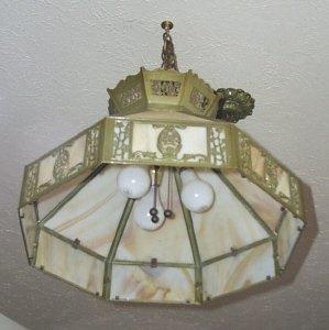 Slag Glass Hanging Lamp
