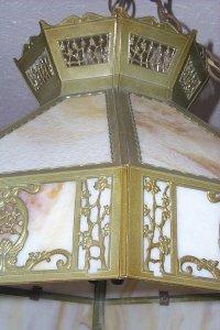 Slag Glass Hanging Lamp
