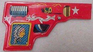 Indian Gun Whistle Lithograph Tin - Advertising