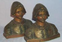 DUTCH GIRL Cast Iron Polychrome Bookends - Metalware
