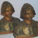DUTCH GIRL Cast Iron Polychrome Bookends - Metalware