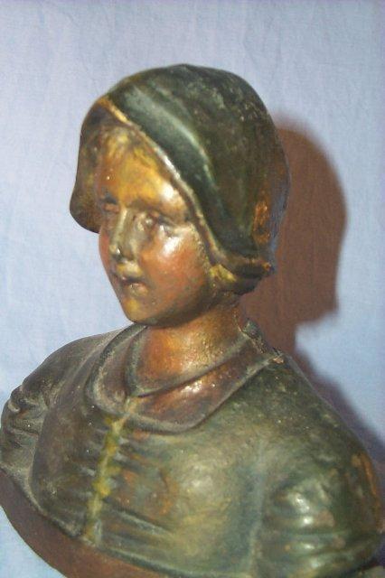 DUTCH GIRL Cast Iron Polychrome Bookends - Metalware