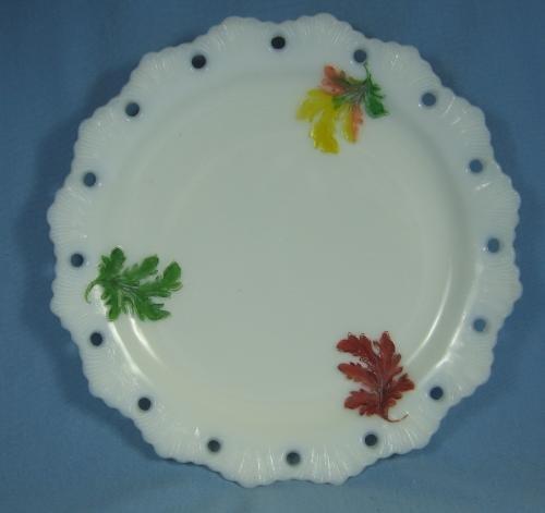 milk glass vintage LEAF Pierced Rim Milk Glass Plate