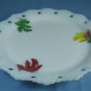 milk glass vintage LEAF Pierced Rim Milk Glass Plate