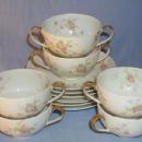 Six Sets LIMOGES Porcelain Cream Soup Bowls