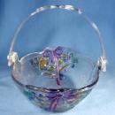 old glass Christmas Handled BASKET - Holiday Glass Basket