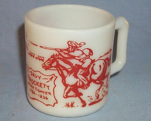 DAVY CROCKETT Milk Glass Mug