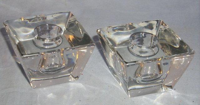 Square Shaped Clear Glass Candleholders