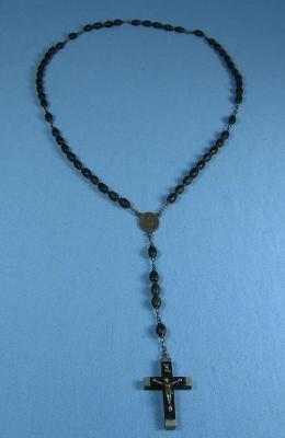 old Vintage Antique Ebony Wood Bead ROSARY France