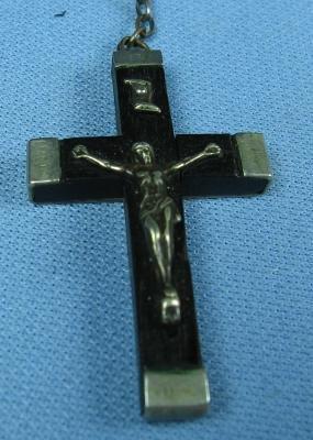 old Vintage Antique Ebony Wood Bead ROSARY France