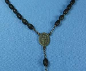 old Vintage Antique Ebony Wood Bead ROSARY France