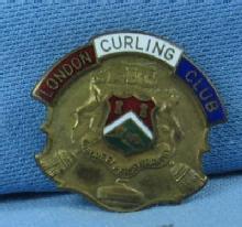 old LONDON CURLING CLUB Sports Medal Pin - Antique Sporting