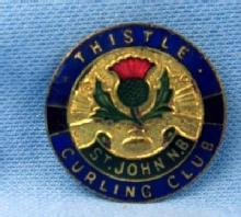 old THISTLE ST. JOHNS CURLING CLUB - Sports Medal Pin - Antique Sporting
