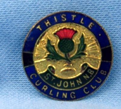 old THISTLE ST. JOHNS CURLING CLUB - Sports Medal Pin - Antique Sporting