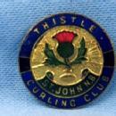 old THISTLE ST. JOHNS CURLING CLUB - Sports Medal Pin - Antique Sporting