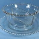 old vintage Imperial Candlewick Divided Compartment Bowl w/Underplate - Vintage Elegant Glass