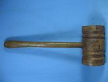old Antique Wooden Keg MALLOT or Mall - Beer Barrel Hammer Tool