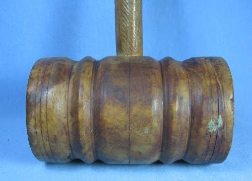 old Antique Wooden Keg MALLOT or Mall - Beer Barrel Hammer Tool