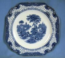 Pottery Adams Blue White Transferware Historical Plate