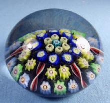 Rod and Ribbon Cobalt Blue Art Glass PAPERWEIGHT