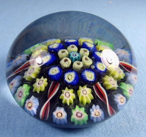 Rod and Ribbon Cobalt Blue Art Glass PAPERWEIGHT