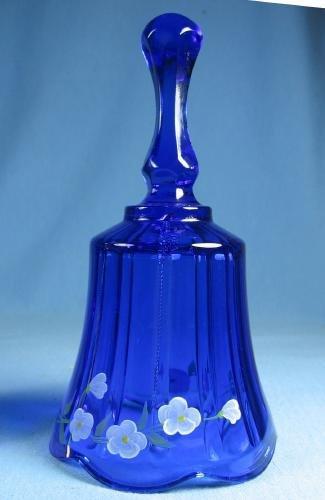 Artist Signed FENTON Hand BELL - D. Culshaw decorated COBALT Blue Glass