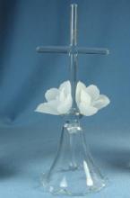 old vintage Wedding RING BEARER Hand Bell - Crystal Glass with Flowers