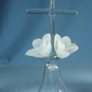 old vintage Wedding RING BEARER Hand Bell - Crystal Glass with Flowers
